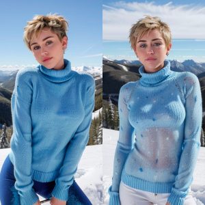 Miley Cyrus Embraces Winter Bliss, Skiing in Style with a Cozy Blue Sweater on the Snow-Kissed Mountain Peaks