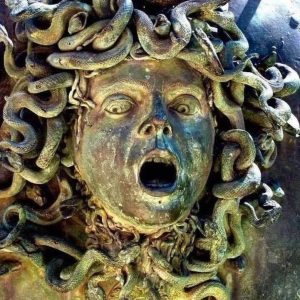 Marvel at Medusa's Bronze Head: The Splendor of Hundreds of Orbiting Snakes from Hadrian's Villa.